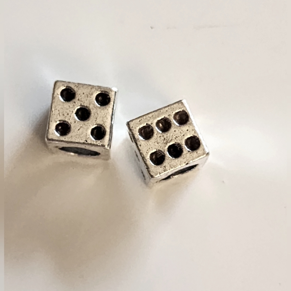 PAIR OF  Dice Spacer Bead compatable with Pandora
